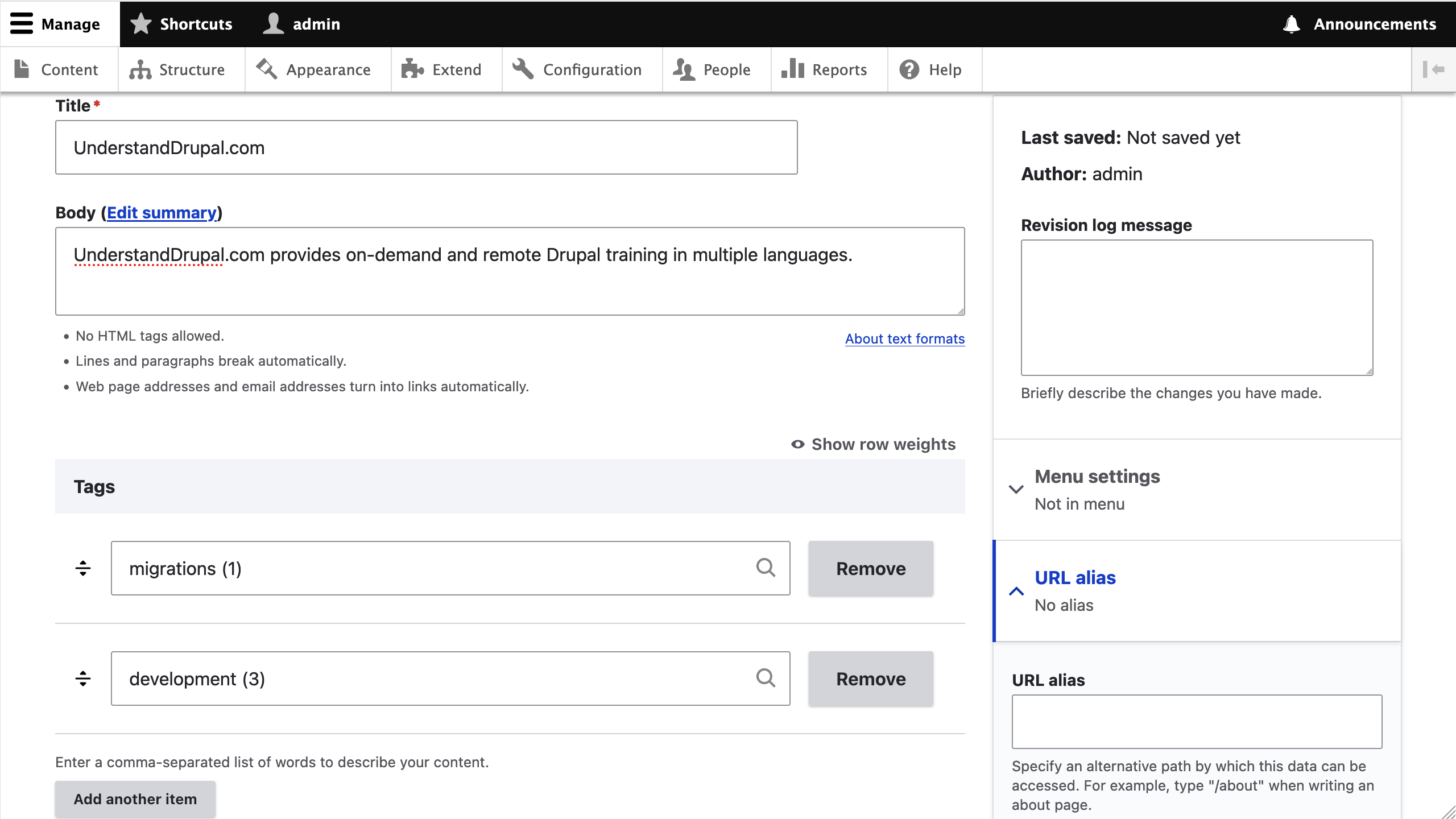 Add Content Page