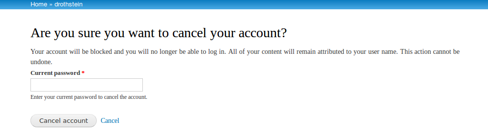 Cancel account using password
