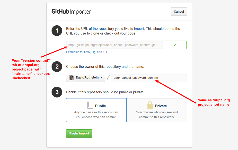 GitHub import