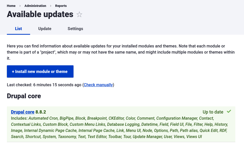 Claro: Drupal Available Updates